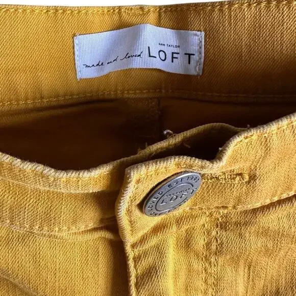 LOFT Modern Skinny Cropped Yellow Jeans Size 30 Women’s Stretch Denim - Picture 6 of 6